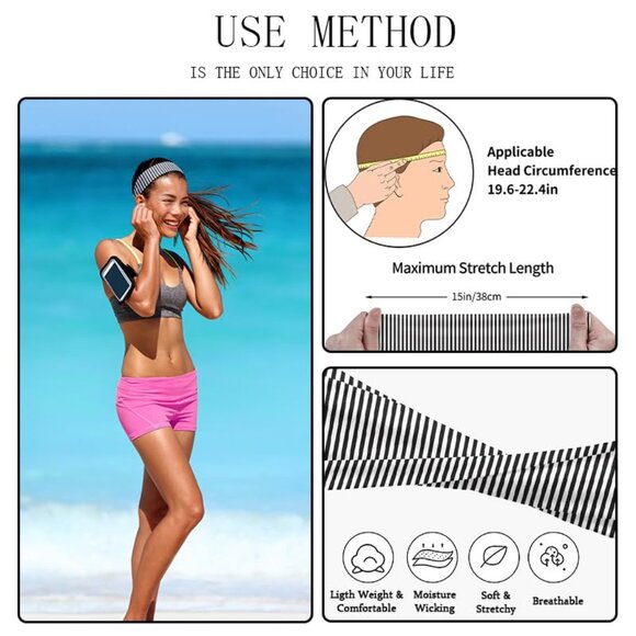 4pcs Women’s Wide Striped Headbands Elastic Non Slip Hair Accessories - Picture 7 of 7